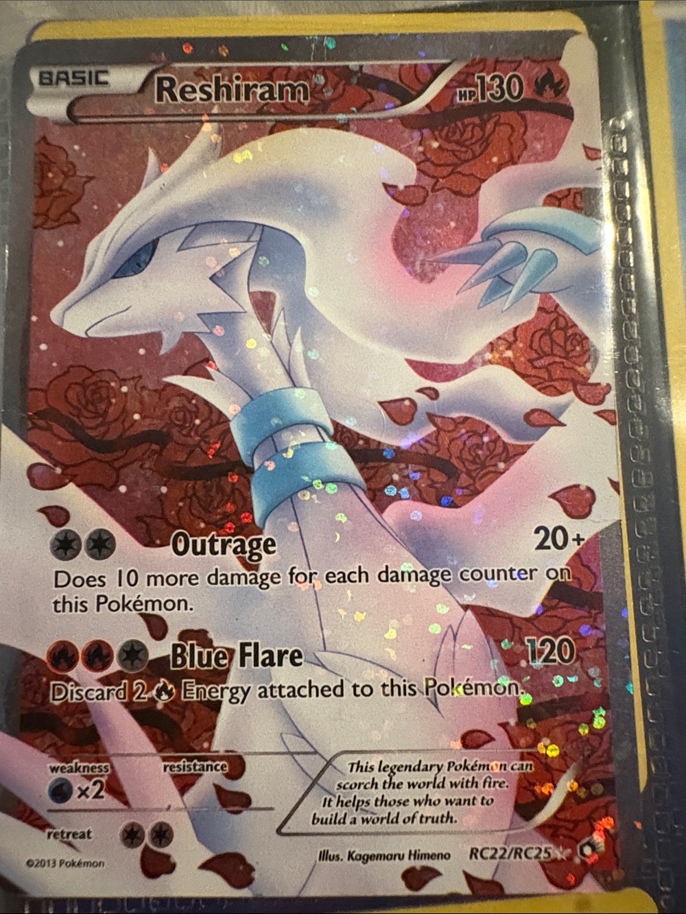 Reshiram Holo Pokémon Card - White & Red Artwork